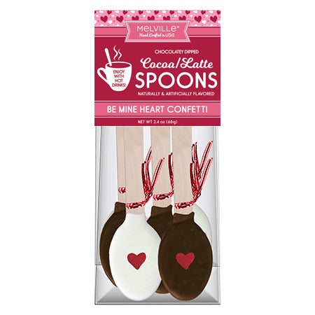 Heart Drink Spoons - White & Milk Chocolatey Dipped
