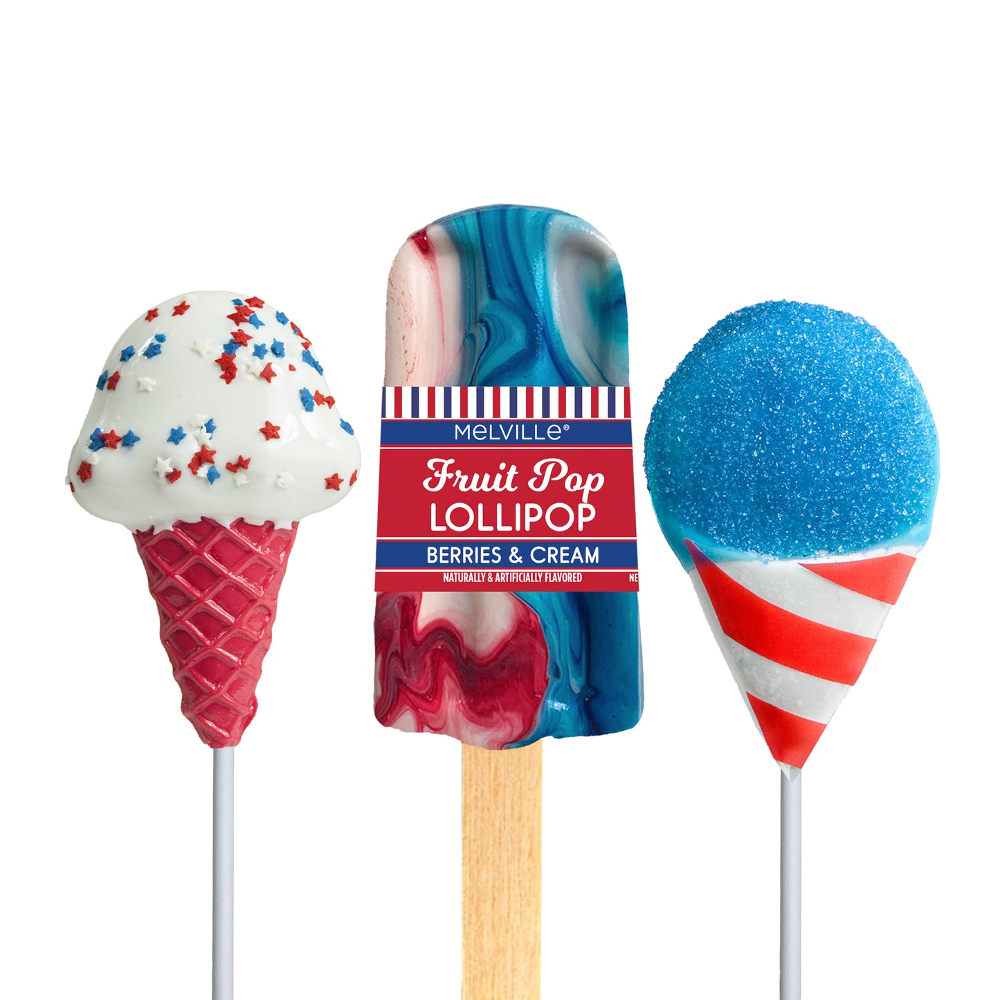 Patriotic Ice Cream Lollipops - Assorted