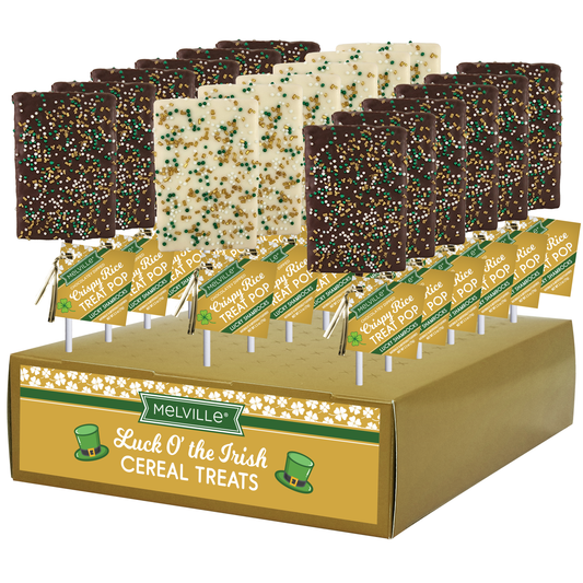 St. Patrick's Day Crispy Rice Treat Pops - White & Milk Chocolatey Dipped