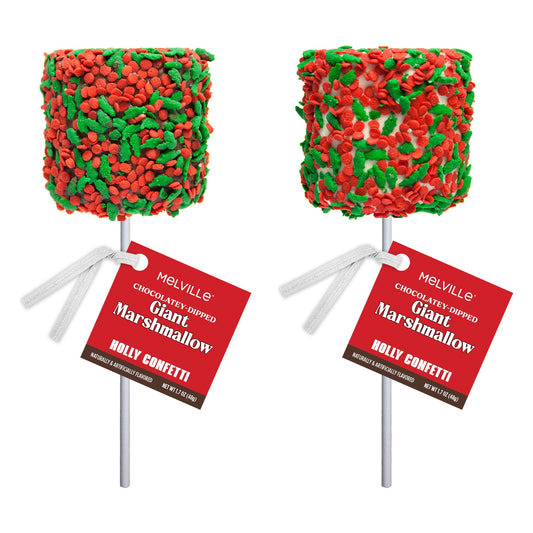 Giant Marshmallow Pops - Holiday Holly Confetti - Bulk