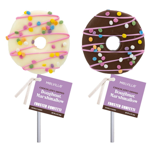 Marshmallow Donut Pops Chocolatey-Dipped with Confetti - Bulk / Variety