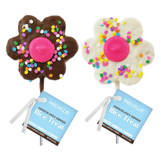 Pastel Confetti Flower Rice Treat Pops - Assorted - Bulk