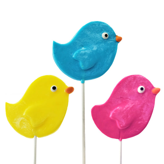 Spring Bird Lollipops - Yellow, Blue, Pink