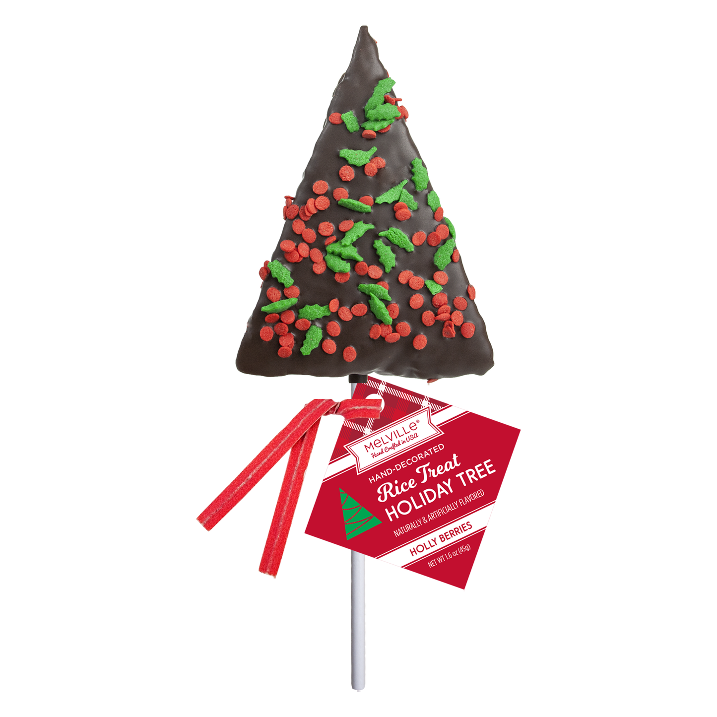 Dark Chocolatey Holiday Confetti Tree Rice Treat Pops