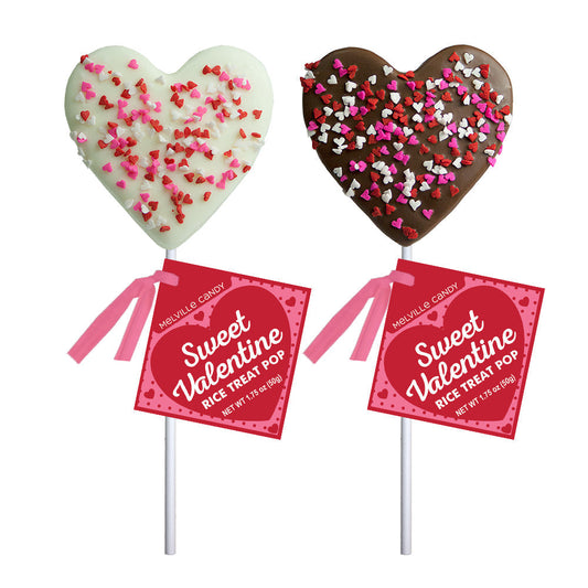 Confetti Heart Rice Treat Pops - White & Milk Chocolatey Coated