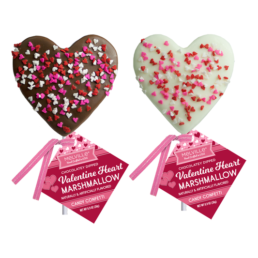 Heart Confetti Marshmallow Pops - White & Milk Choc.