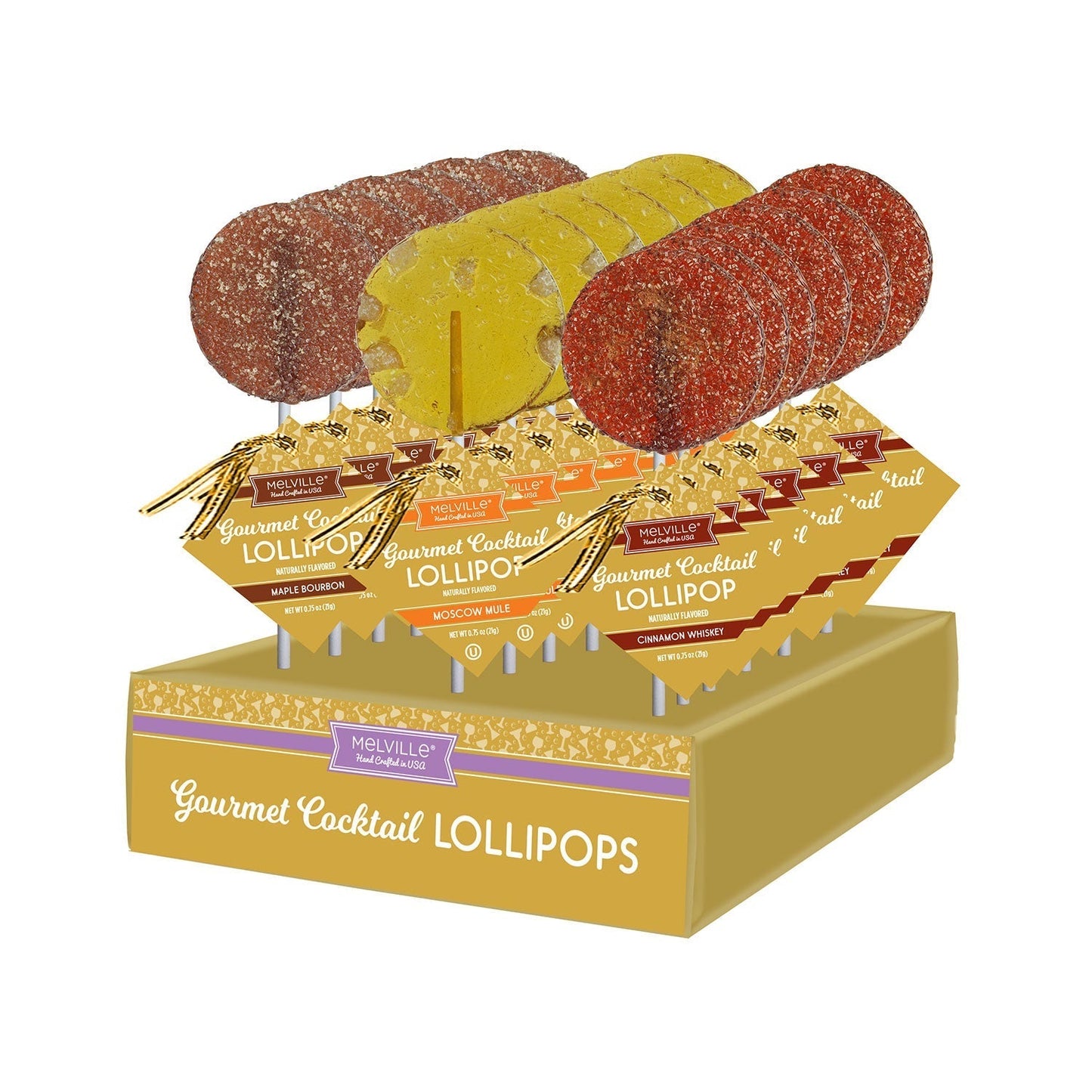 Gourmet Cocktail Lollipop Assortment - Moscow Mule, Maple Bourbon, Cinnamon Whisky