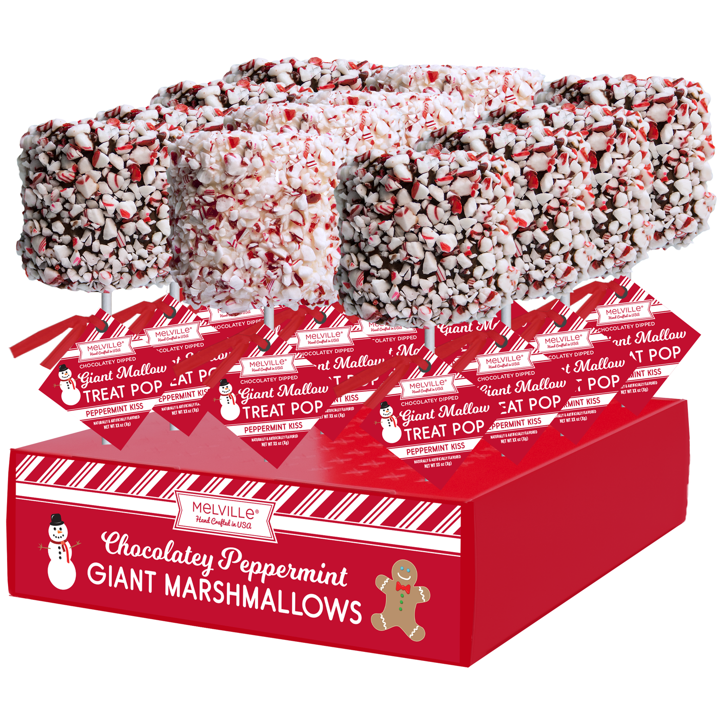 Giant Marshmallow Pops - Peppermint Dark Chocolatey Coating