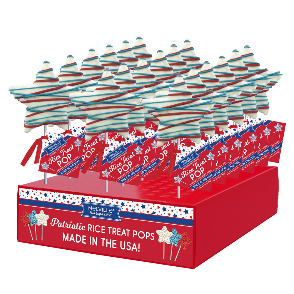 Patriotic Star Drizzle Rice Treat Pops
