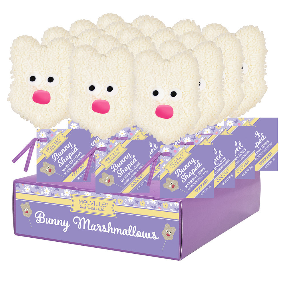 Bunny Marshmallow Pops, White Chocolatey Dipped with White Sprinkles