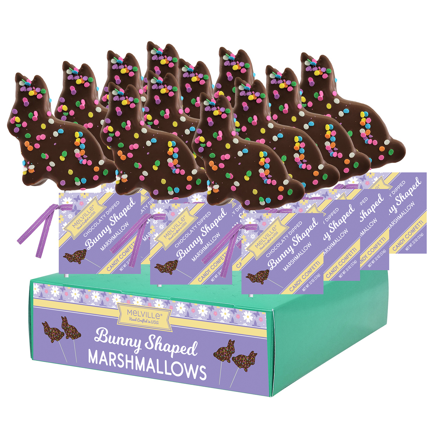 Bunny-Shaped Marshmallow Pops, Milk Chocolatey Coated
