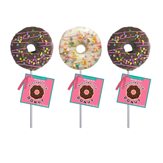 Marshmallow Donut Pops Chocolatey Dipped with Confetti