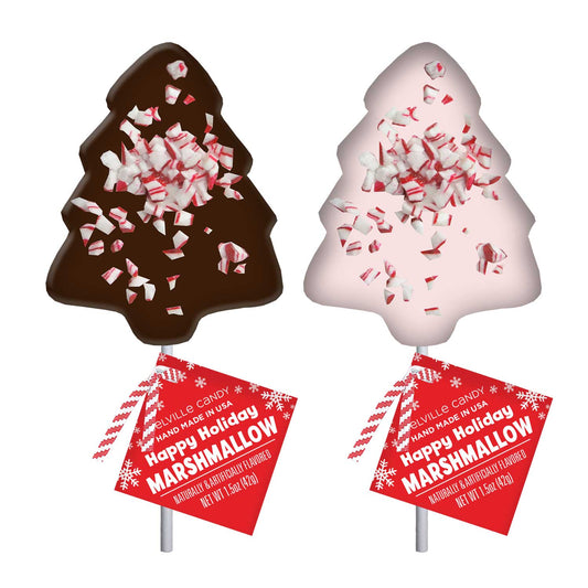 Peppermint Marshmallow Tree Pops - White or Dark Chocolatey Coated