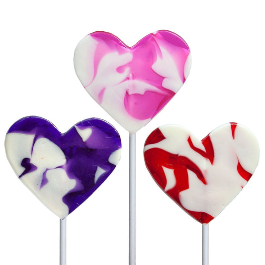 Cream Swirl Heart Lollipops - Assorted