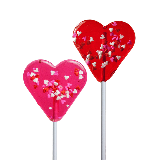 Mini Confetti Heart Lollipops - Red & Pink
