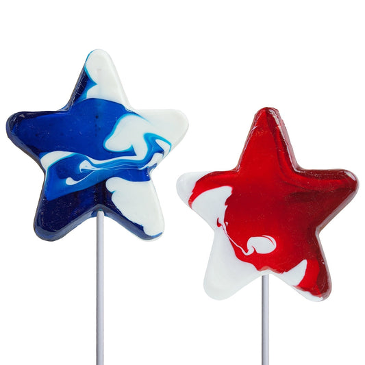 Patriotic Swirl Star Lollipops - Assorted