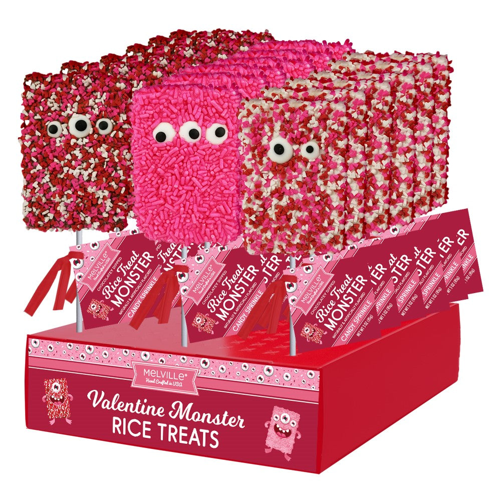 Valentine Monster Sprinkle Rice Treat Pops