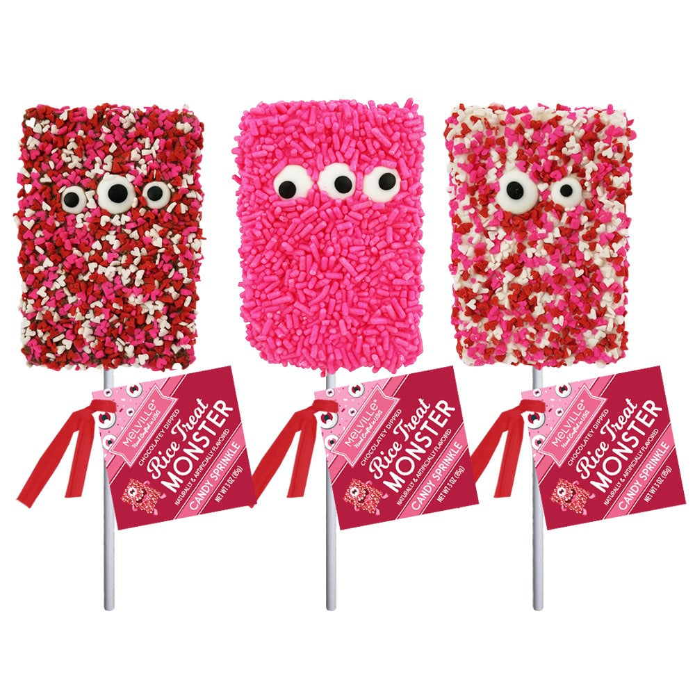 Valentine Monster Sprinkle Rice Treat Pops