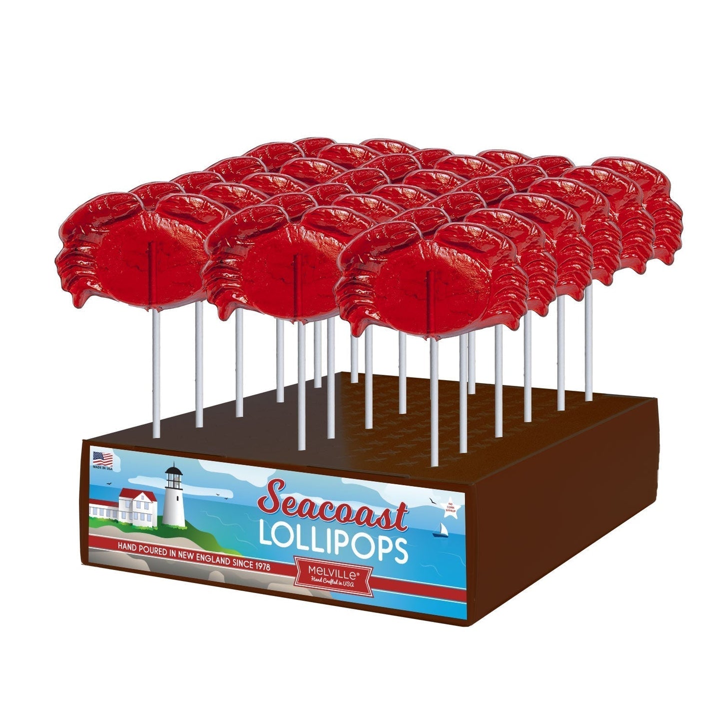 Crab Lollipops - Red, 24ct display stand