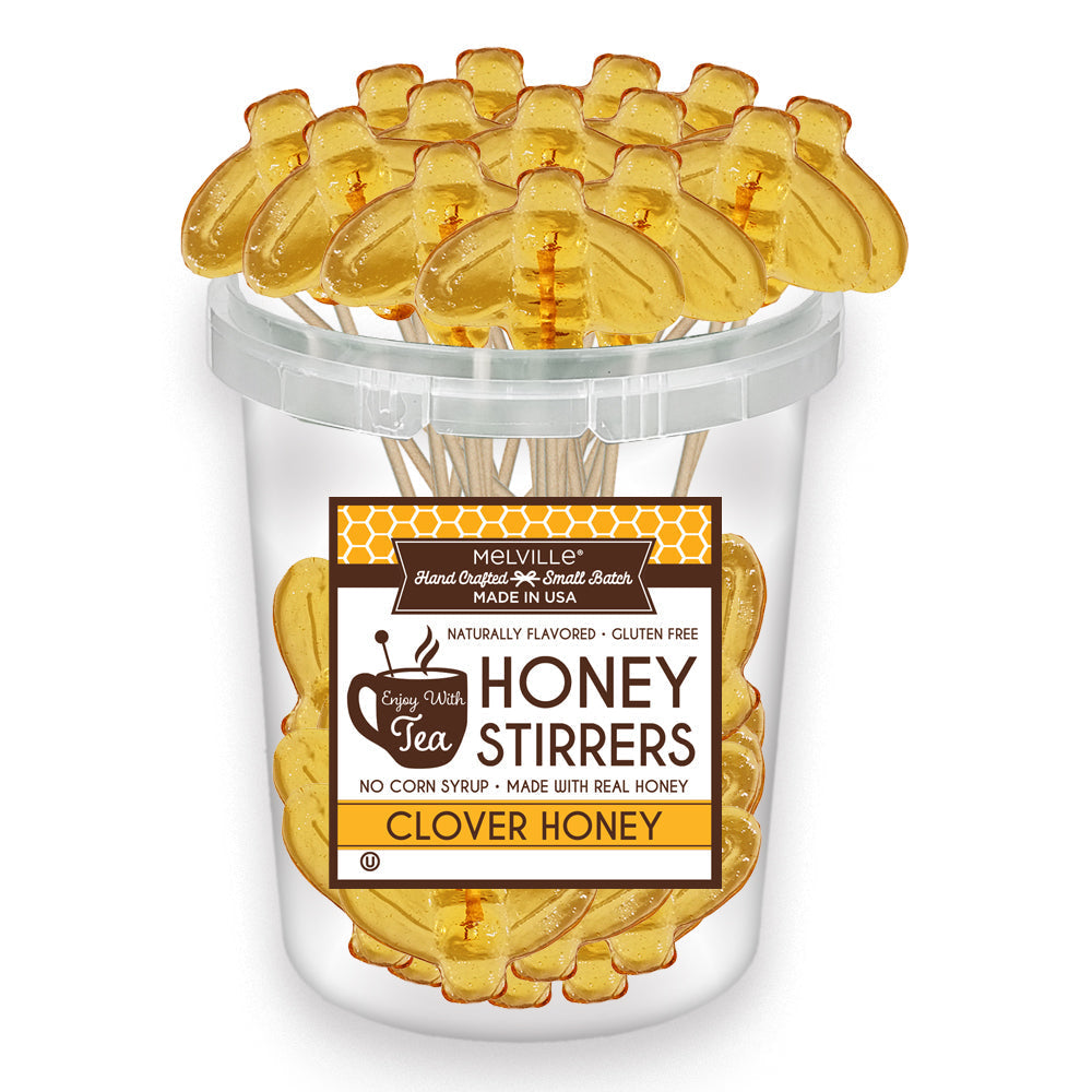 Honey Dippers & Stirrers - 30ct Bucket - Honey Bee Clover