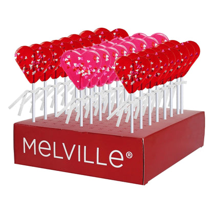 Mini Confetti Heart Lollipops - Red & Pink - Display Stand