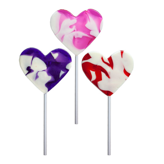 Cream Swirl Heart Lollipops - Assorted - Bulk