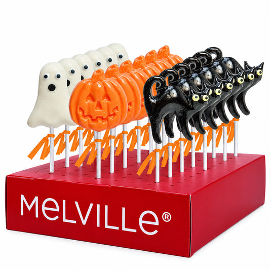 Spooky Lollipops - Assorted in red Melville display