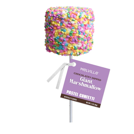 Giant Marshmallow Pops - Spring Confetti White Chocolatey-Dipped - Bulk