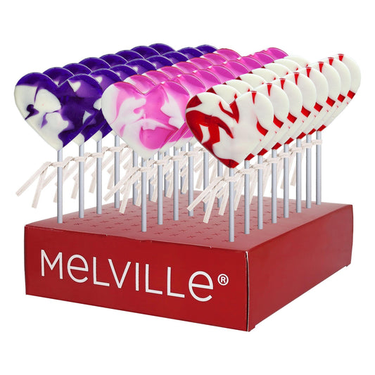 Cream Swirl Heart Lollipops - Assorted - Display Stand