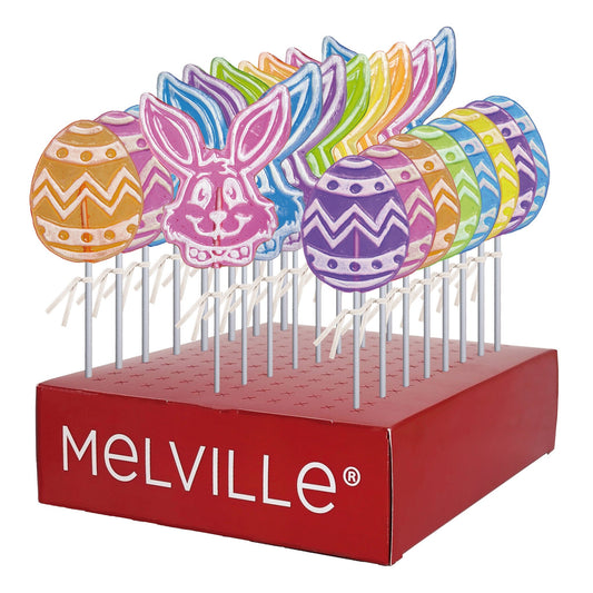 Frosted Egg & Bunny Lollipops - Assorted - Display Stand