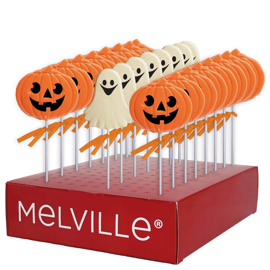 Jack-O-Lantern and Ghost Halloween Lollipops Assorted - Display Stand