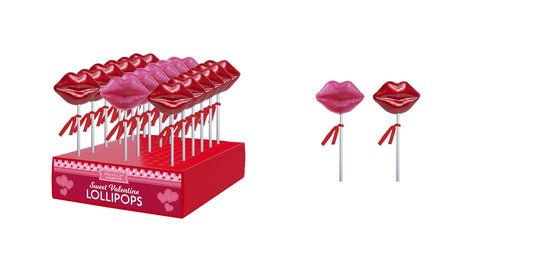 Glitter Lip Lollipops - Red & Pink - Display Stand