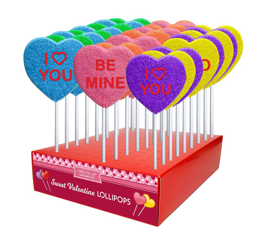 Conversation Heart Lollipops - Assorted - Display Stand