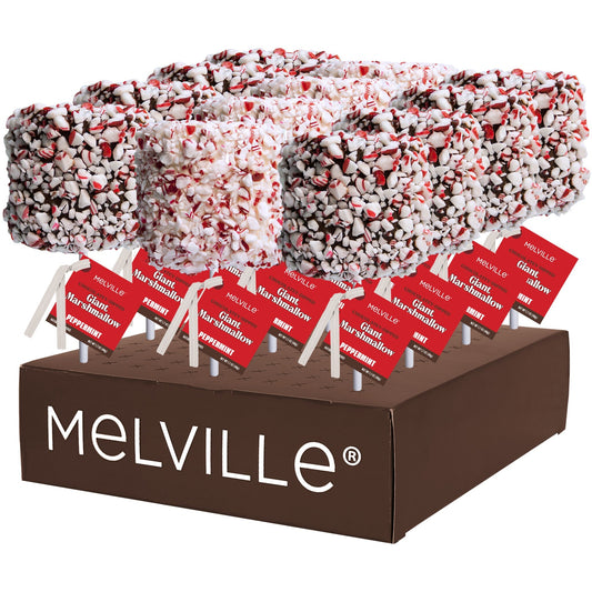 Giant Marshmallow Pops Peppermint and Chocolatey Coating - Display Stand