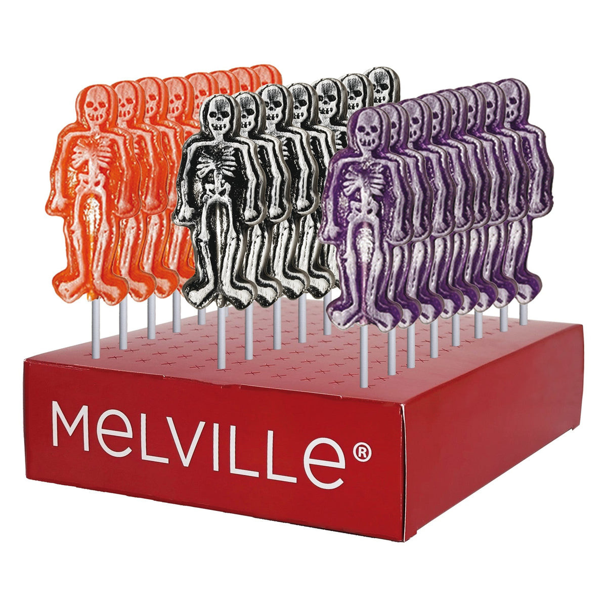 Frosted Skeleton Lollipops - Assorted - Display Stand