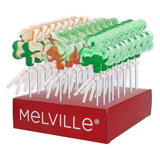 Glitter Swirl Shamrock Lollipops - Assorted - Display Stand