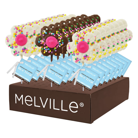 Pastel Confetti Flower Rice Treat Pops - Assorted - Display Stand