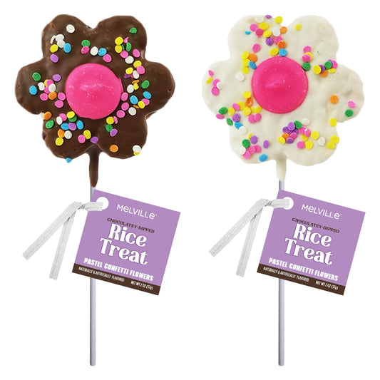 Pastel Confetti Egg Marshmallow Pops - White & Dark Chocolatey-Dipped - Bulk