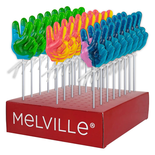 Peace Hand Asst Lollipops - Display Stand