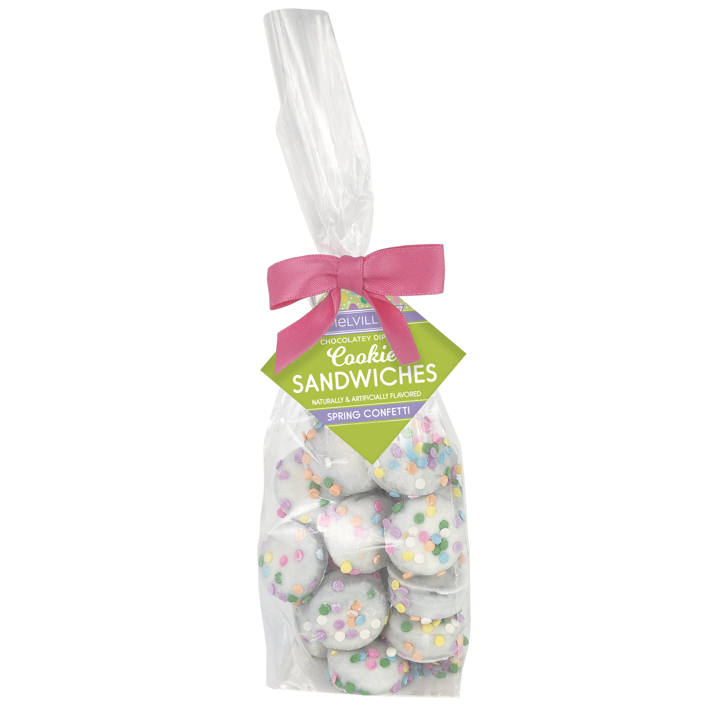 Chocolatey Coated Mini Cookie Sandwiches - Spring Confetti