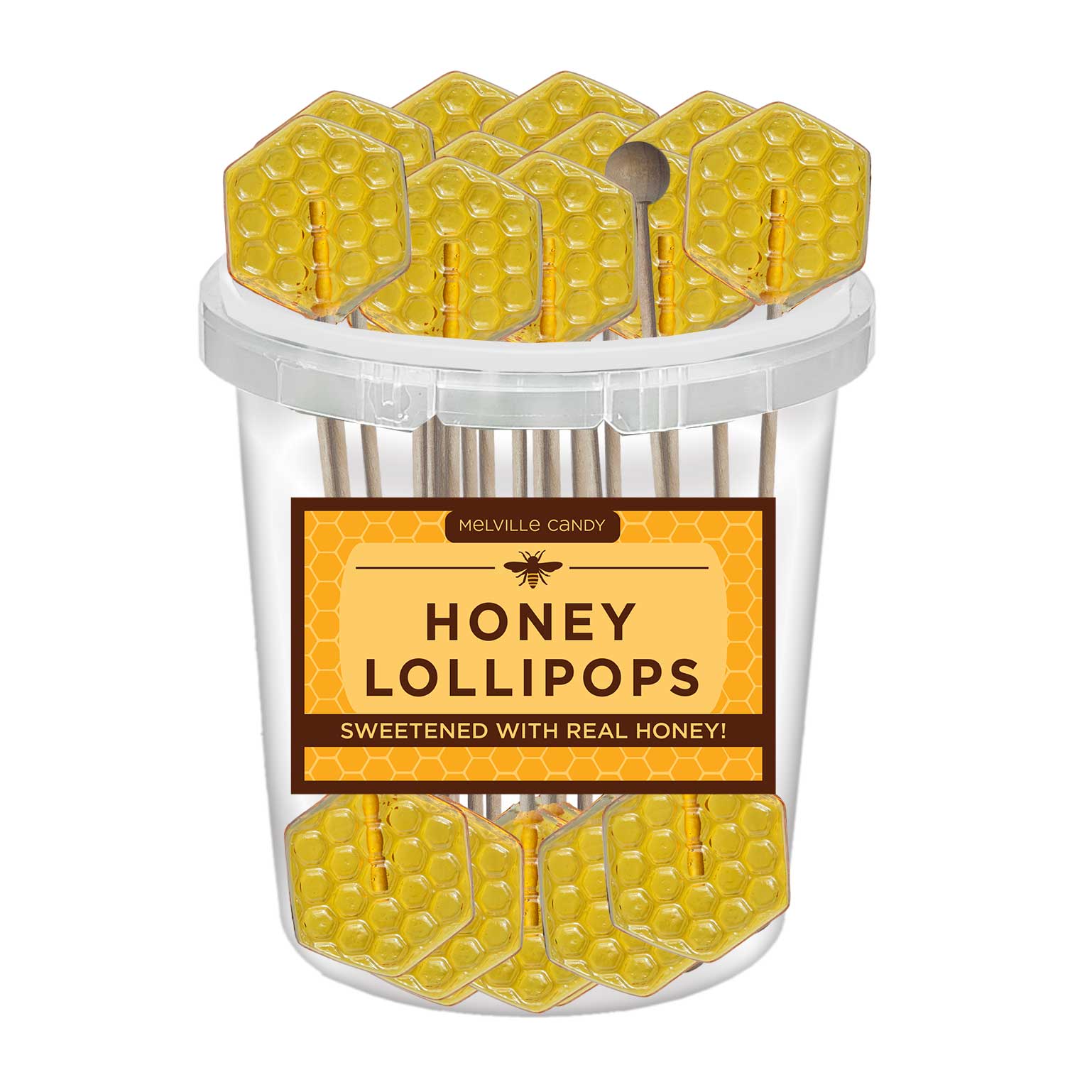 Honey Dippers & Stirrers - 30ct Bucket - Honeycomb