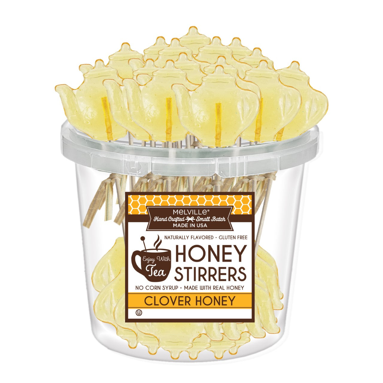 Honey Dippers & Stirrers - 30ct Bucket - Teapot Clover
