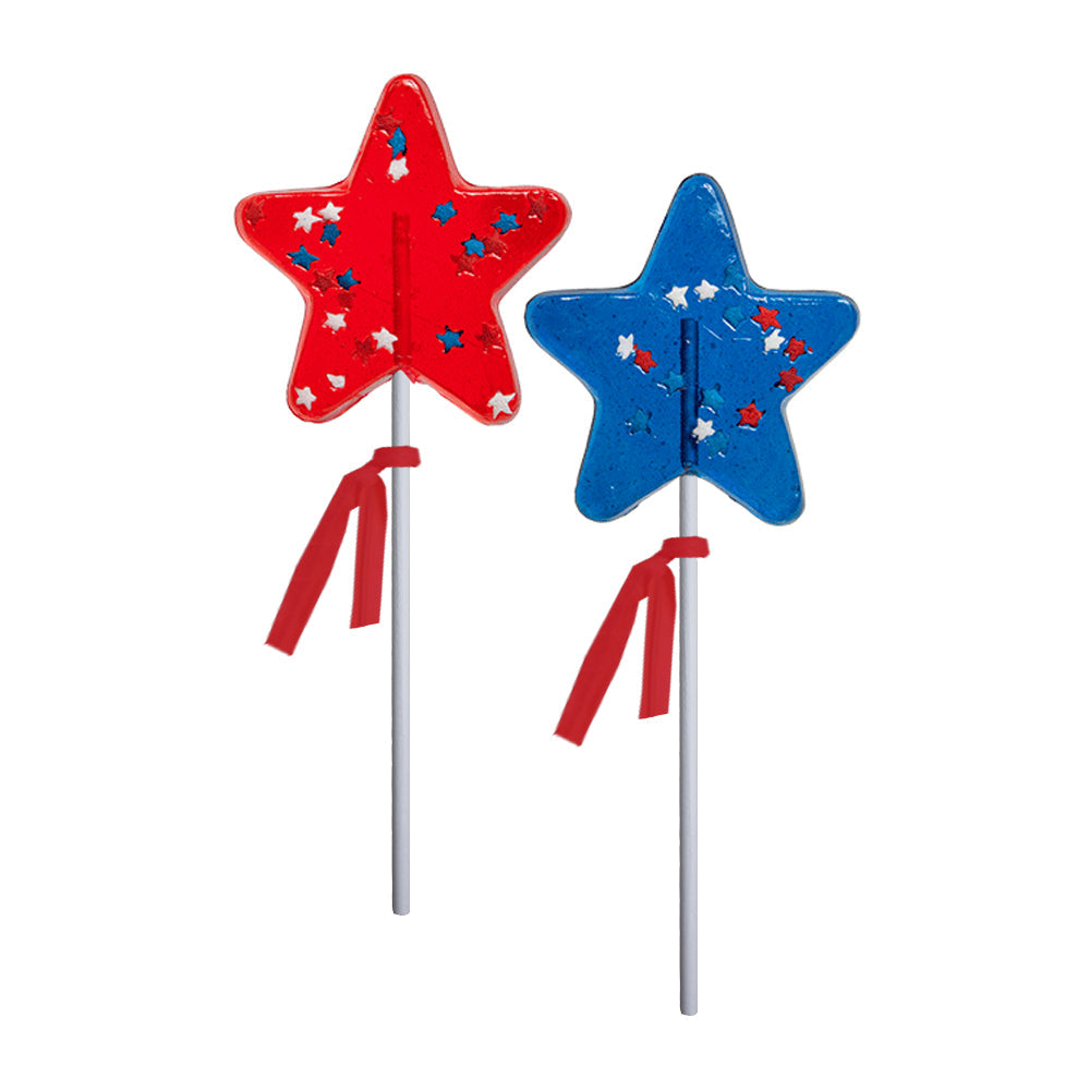 Patriotic Star Confetti Lollipops - Blue & Red