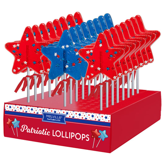 Patriotic Star Confetti Lollipops - Blue & Red