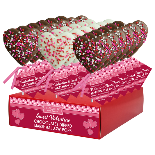 Heart Confetti Marshmallow Pops - White & Milk Choc.