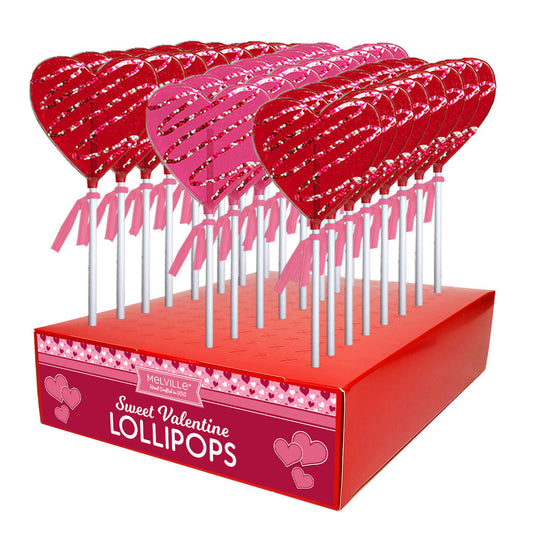 Chocolatey Drizzle Heart Lollipops - Red & Pink