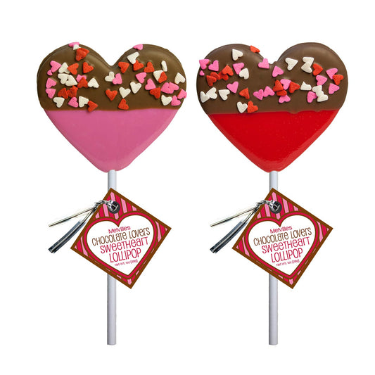 Chocolatey-Dip Confetti Heart Lollipops - Red & Pink