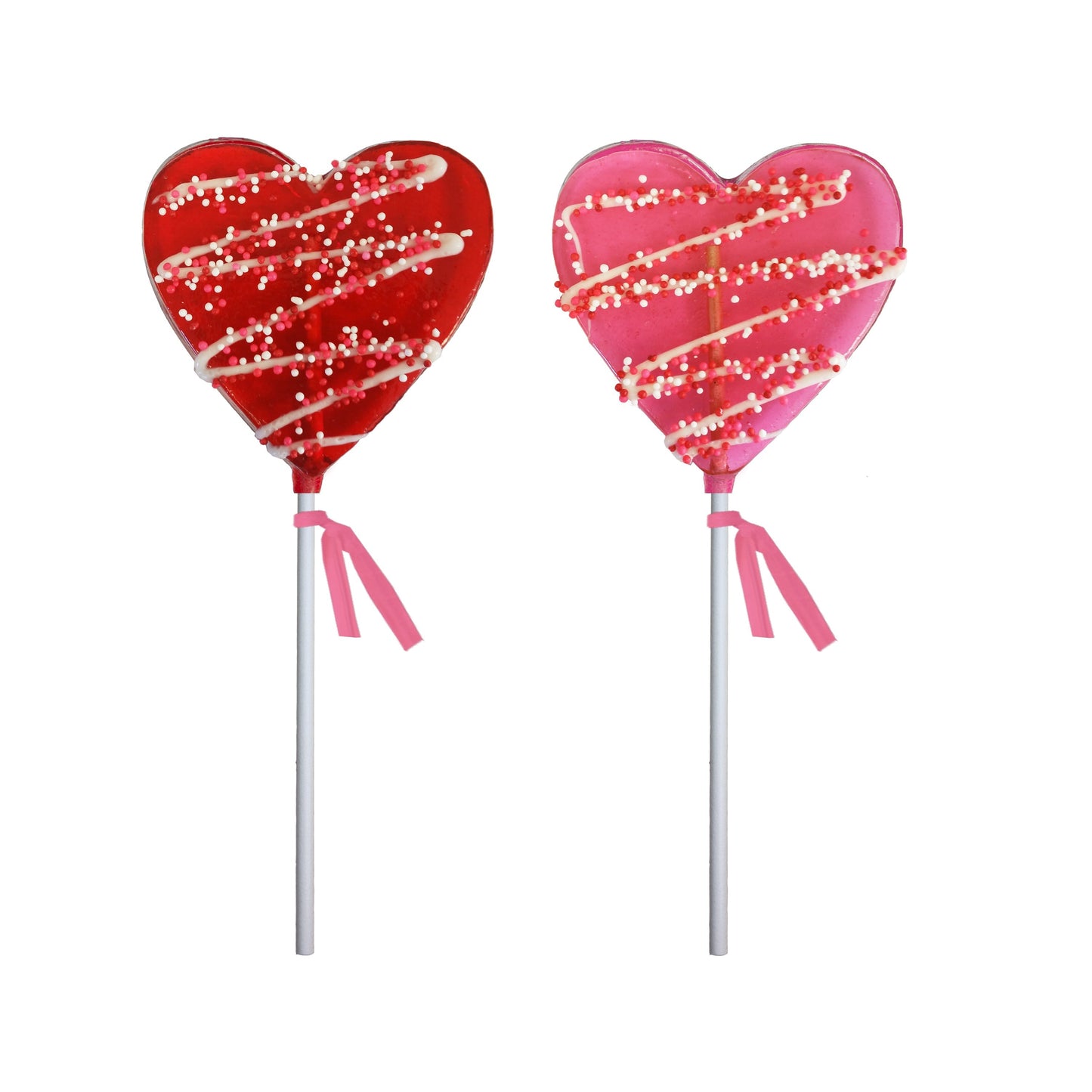 Chocolatey Drizzle Heart Lollipops - Red & Pink