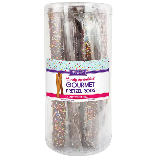 Chocolatey Dipped Pretzel Rods - Candy Sprinkles